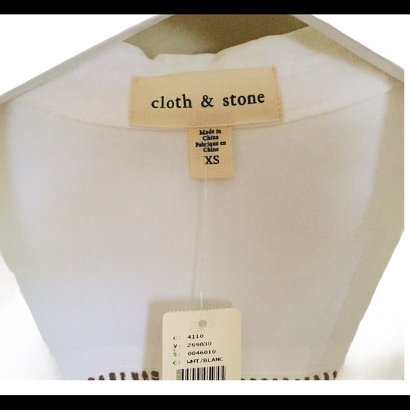 NWT ANTHROPOLOGIE CLOTH & STONE Landry Eyelet Button Down Shirt White Size XS - Picture 6 of 13